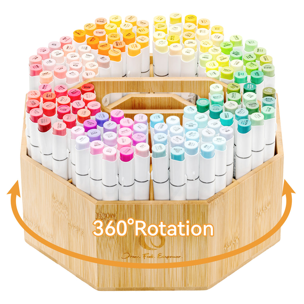 Ohuhu 360° Bamboo Rotating Marker Organizer