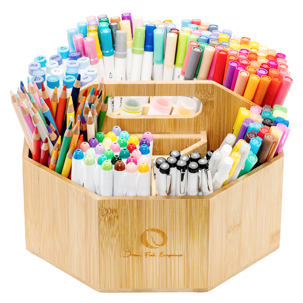 Ohuhu 360° Bamboo Rotating Marker Organizer