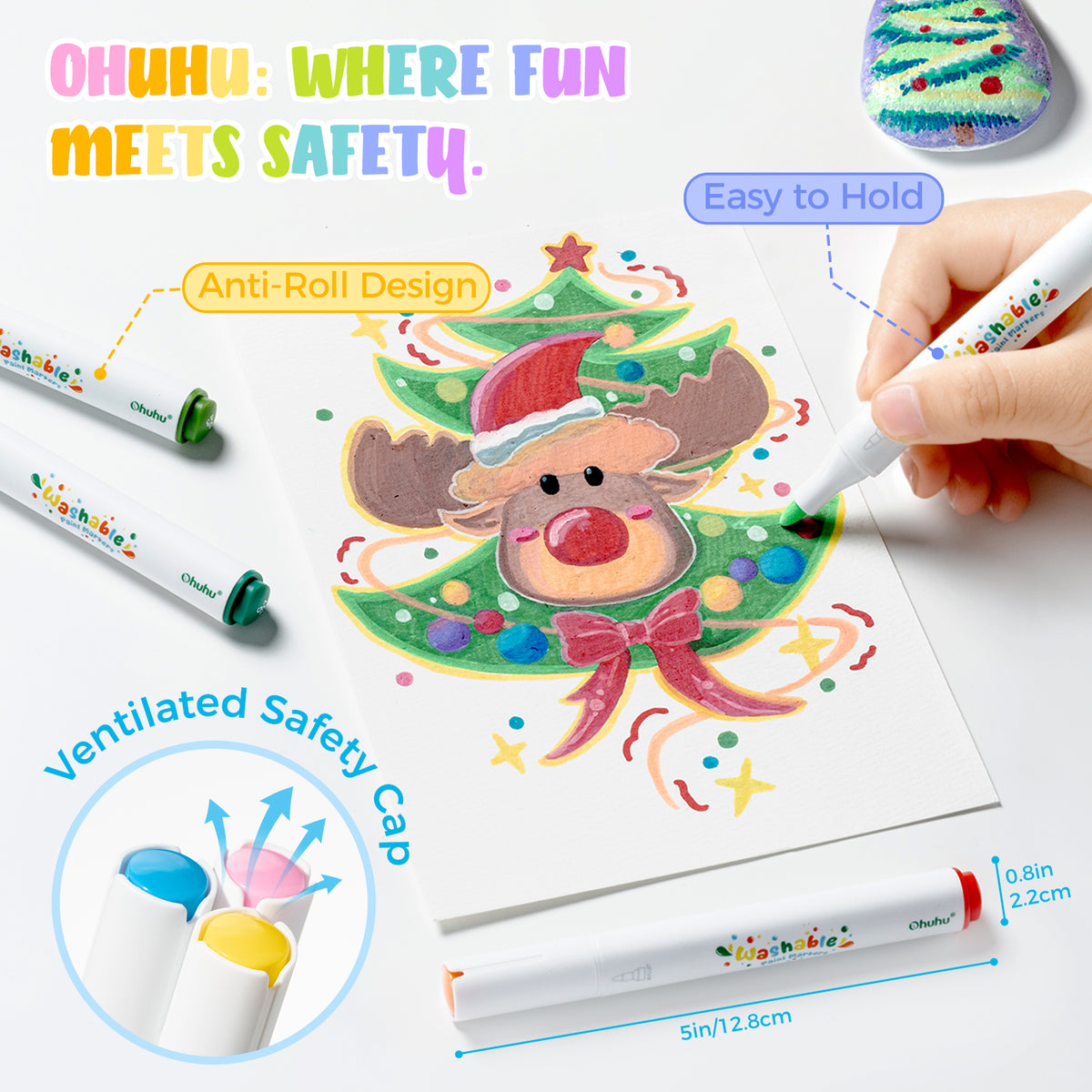 Ohuhu Washable Acrylic Paint Markers for Kids Bullet Tip
