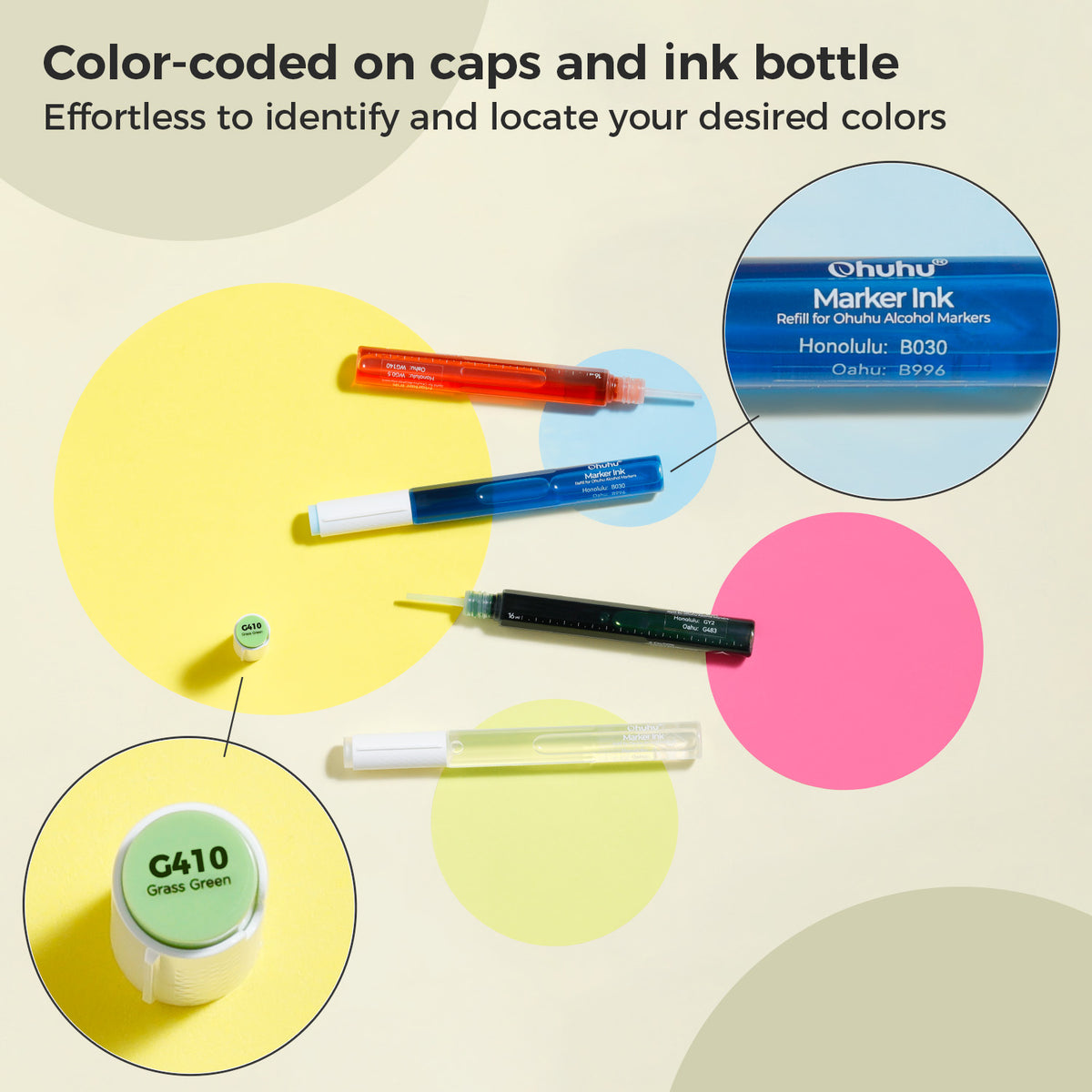 Ohuhu Marker Ink Y413 / E240 Refill for Alcohol marker