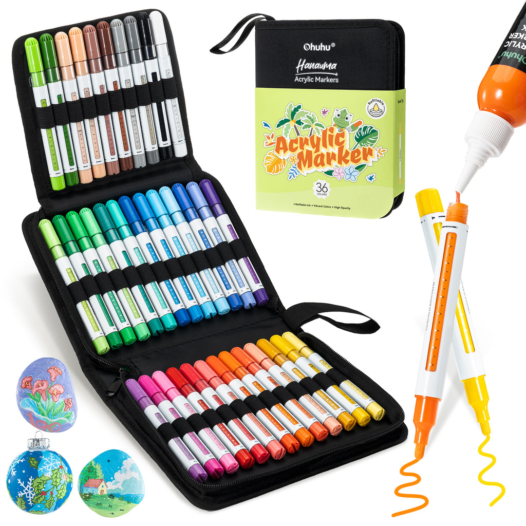 Ohuhu Acrylic Paint Markers Refillable 36 Colors – Hanauma