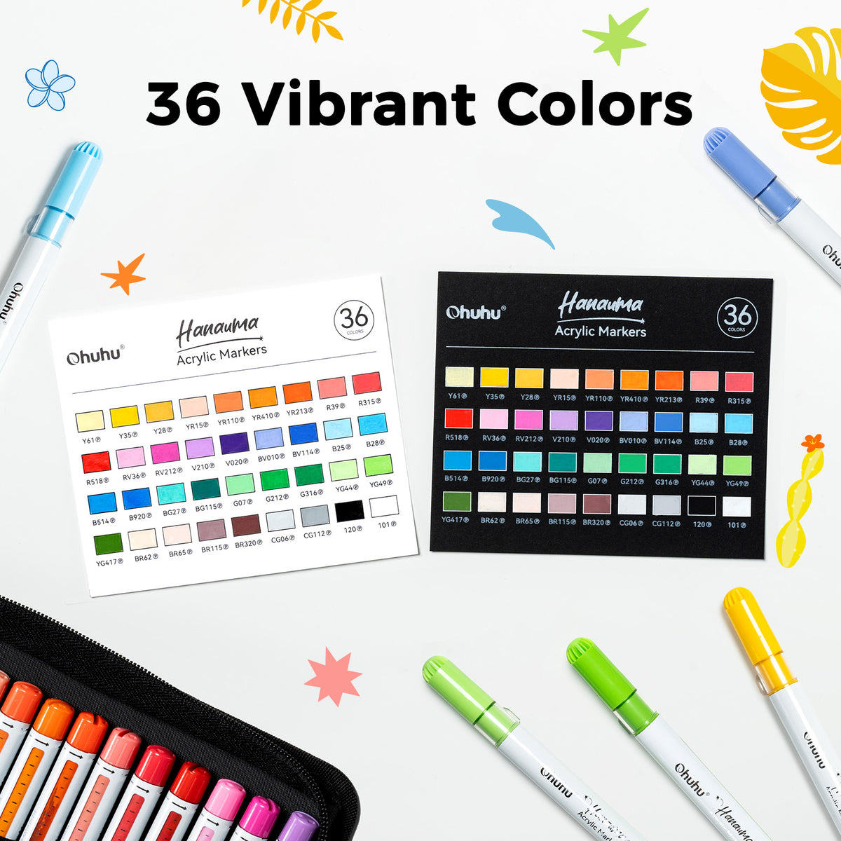 Ohuhu Acrylic Paint Markers Refillable 36 Colors – Hanauma