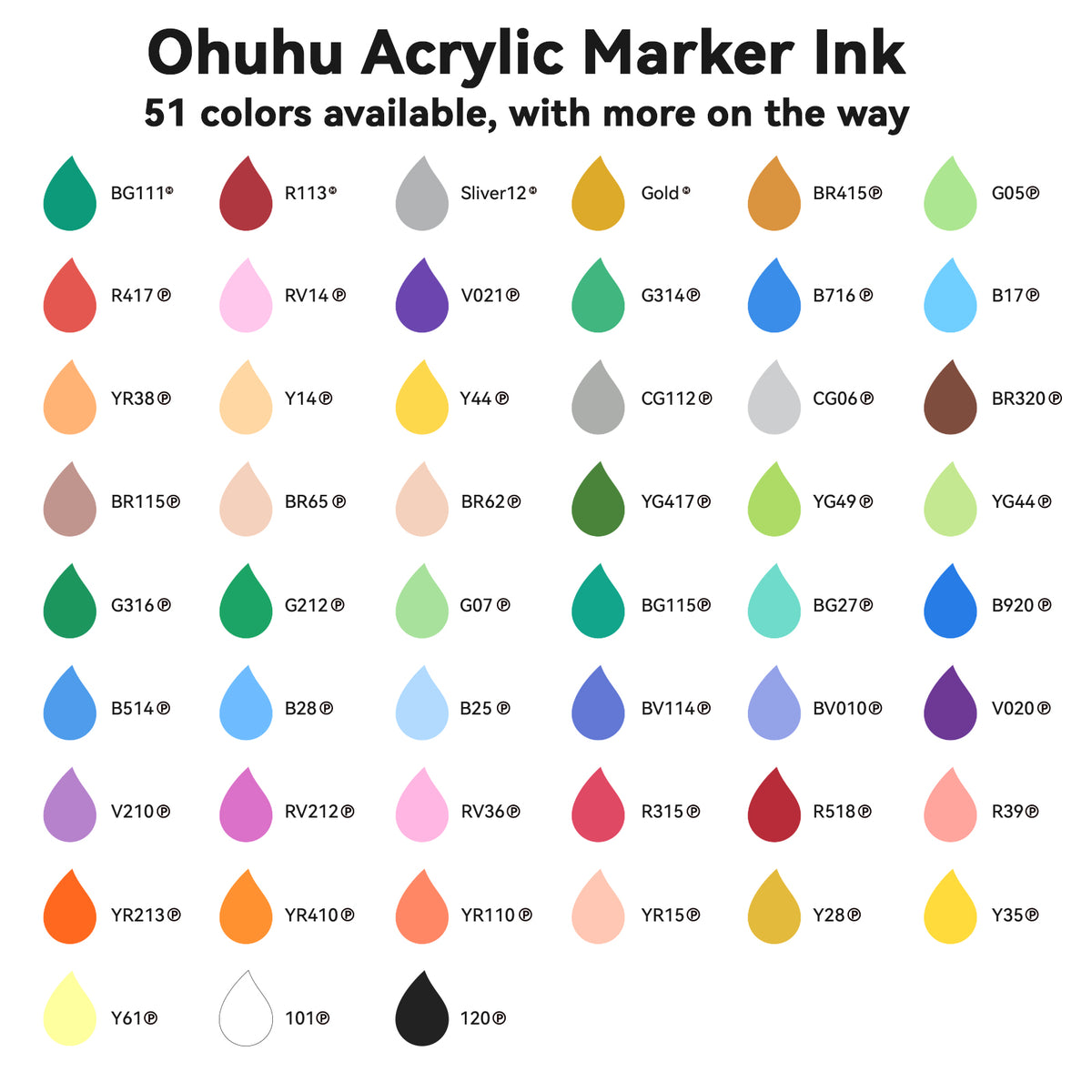 Ohuhu Acrylic Marker Ink Refill for Mauna Kea & Hanauma Series