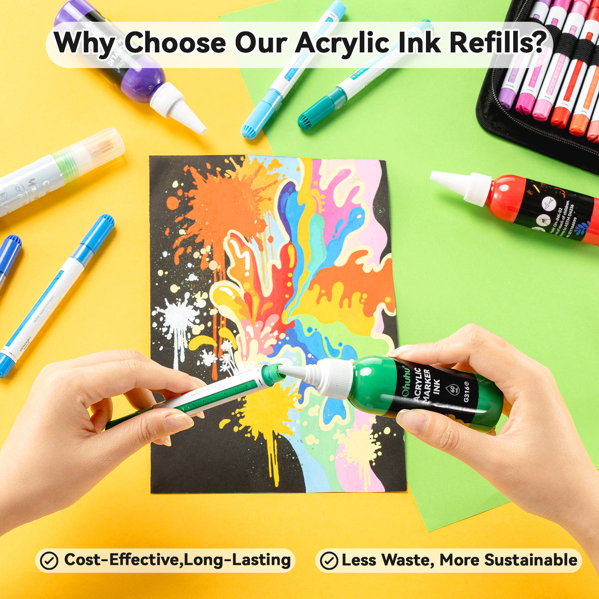 Ohuhu Acrylic Marker Ink Refill for Mauna Kea & Hanauma Series
