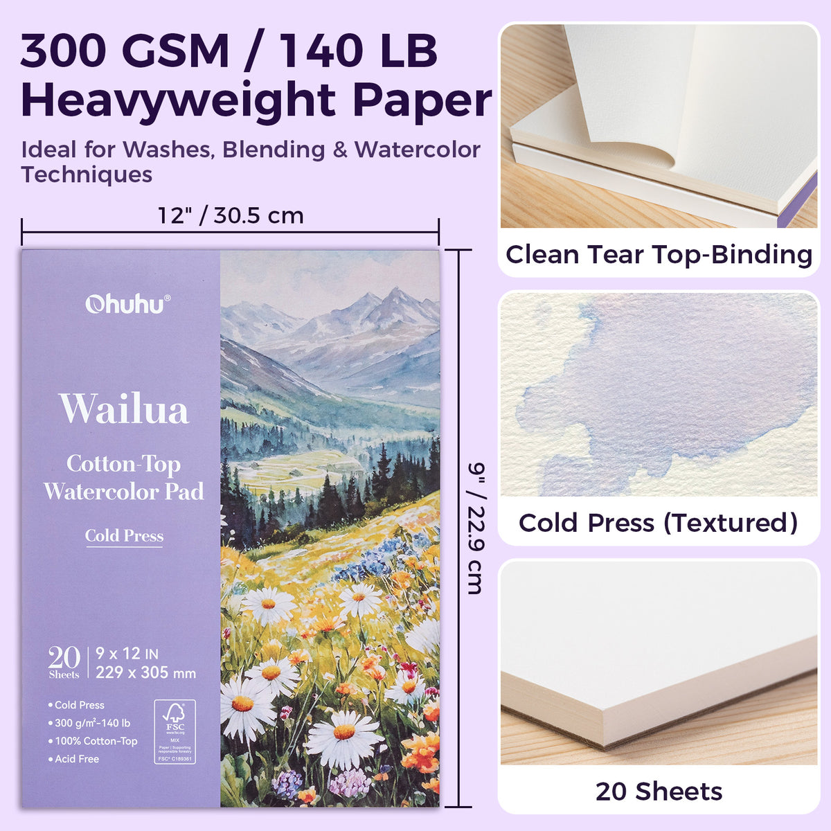 Ohuhu Wailua Cotton-Top Watercolor Pad