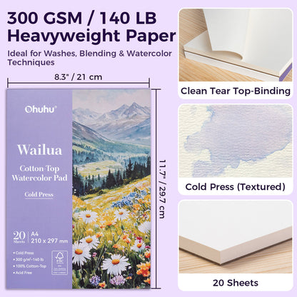 Ohuhu Wailua Cotton-Top Watercolor Pad