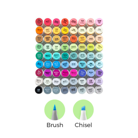 Ohuhu Honolulu 72 Colors Dual Tips Alcohol Art Markers (New Color Codes)