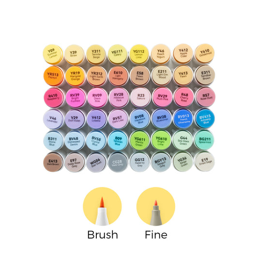 Ohuhu Honolulu 48 Mid-tone Colors Dual Tips Alcohol Art Markers (New Color Codes)