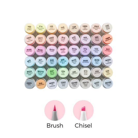 Ohuhu Honolulu 48 Pastel Colors Dual Tips Alcohol Art Markers-Sweetness (New Color Codes)