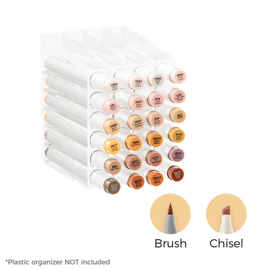 Ohuhu Honolulu 24 Skin Tone Colors Dual Tips Portrait Alcohol Art Markers (New Color Codes)