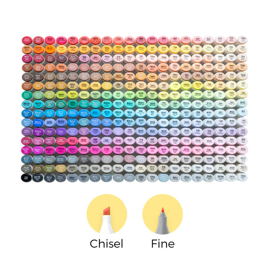 Ohuhu Oahu 320 Colors Dual Tips Alcohol Art Markers, Fine & Chisel (New Color Codes)