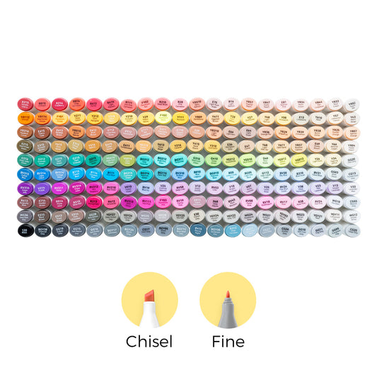 Ohuhu Oahu 200 Colors Dual Tips Alcohol Art Markers, Fine & Chisel