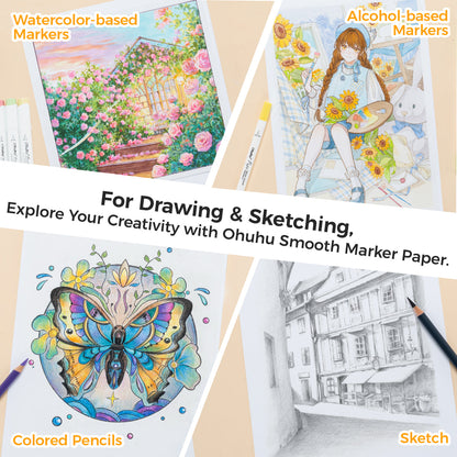 Ohuhu Marker Pads Art Sketchbooks for Markers, 2 Pack