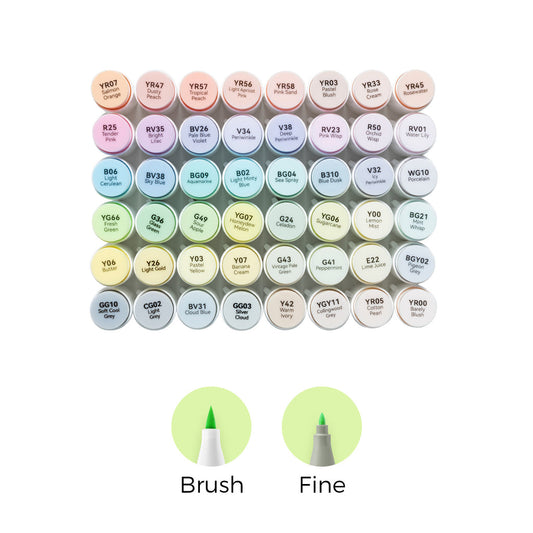 Ohuhu Honolulu New 48 Pastel Colors Dual Tips Alcohol Art Markers - Blossoming (New Color Codes)