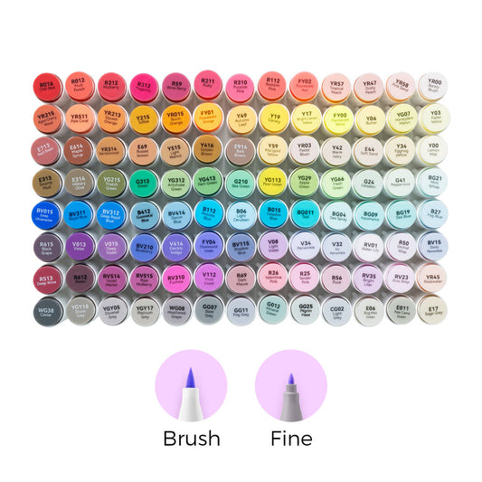 Ohuhu Honolulu 104 Colors Dual Tips Alcohol Art Markers (New Color Codes)