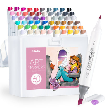 Ohuhu Kaala Five Tones Slim Broad and Fine Dual Tips Alcohol Art Markers
