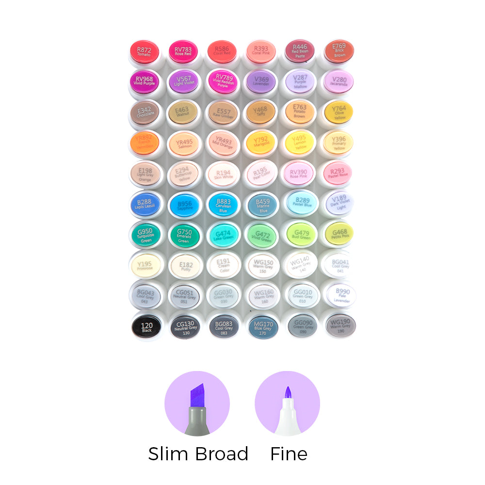 Ohuhu Kaala Five Tones Slim Broad and Fine Dual Tips Alcohol Art Markers
