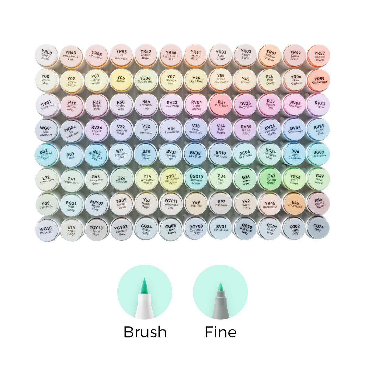 Ohuhu Honolulu 96 Pastel Colors Alcohol Art Markers - Sweetness & Blossoming (New Color Codes)