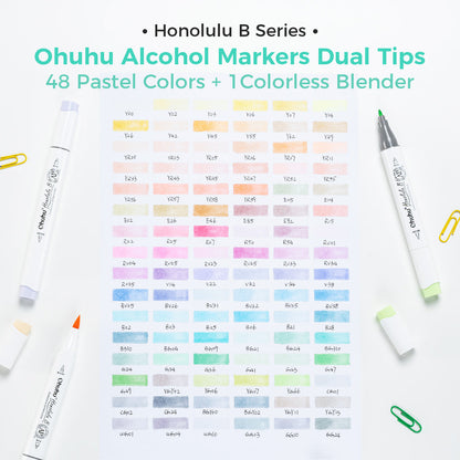 Ohuhu Honolulu 96 Pastel Colors Alcohol Art Markers - Sweetness & Blossoming (New Color Codes)