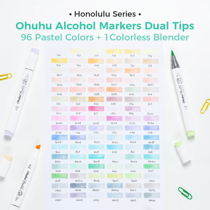 Ohuhu Honolulu 96 Pastel Colors Alcohol Art Markers - Sweetness & Blossoming (New Color Codes)