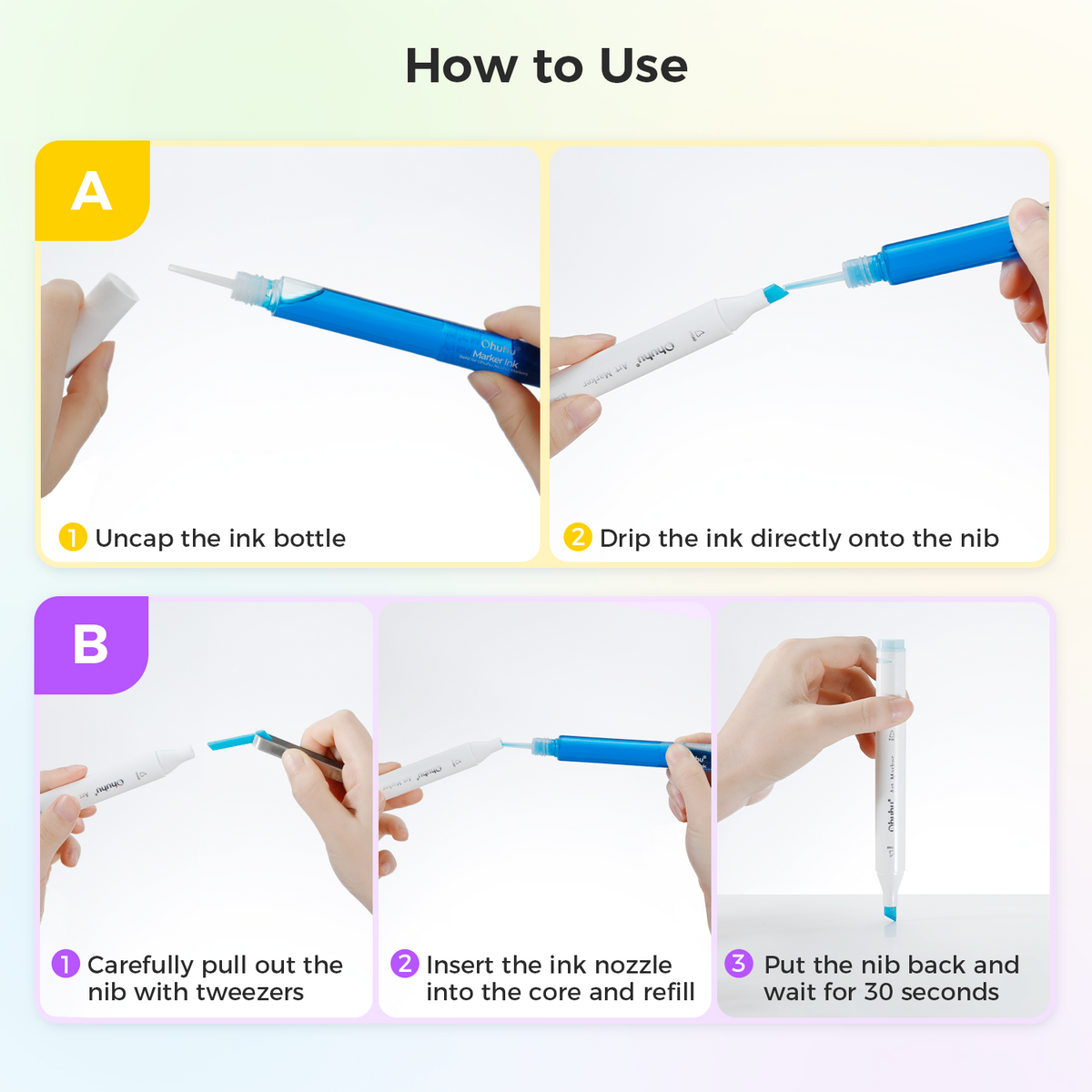 Ohuhu Marker Ink B111 / B883 / PB8 Refill for Alcohol marker