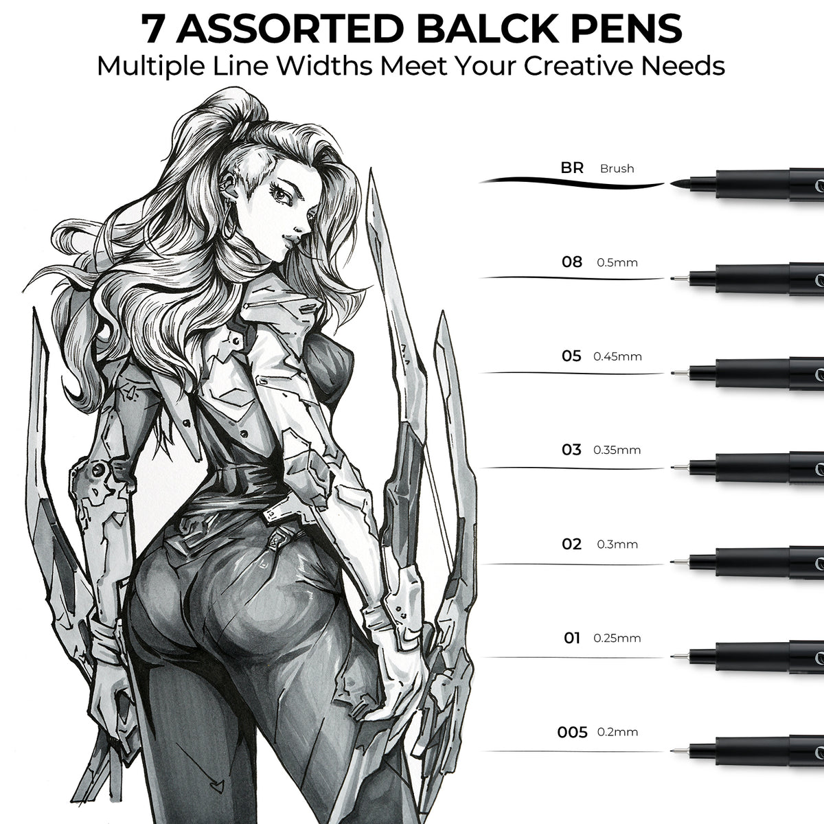 Ohuhu Hana Highway Fineliner Drawing Pens,18 Pack