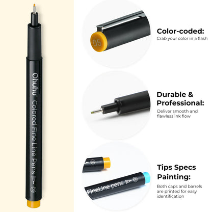 Ohuhu Hana Highway Fineliner Drawing Pens,18 Pack