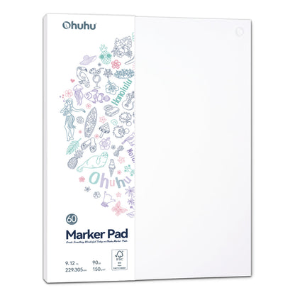 Ohuhu Bleedproof Double-Sided Marker Pad, Glue-Bound