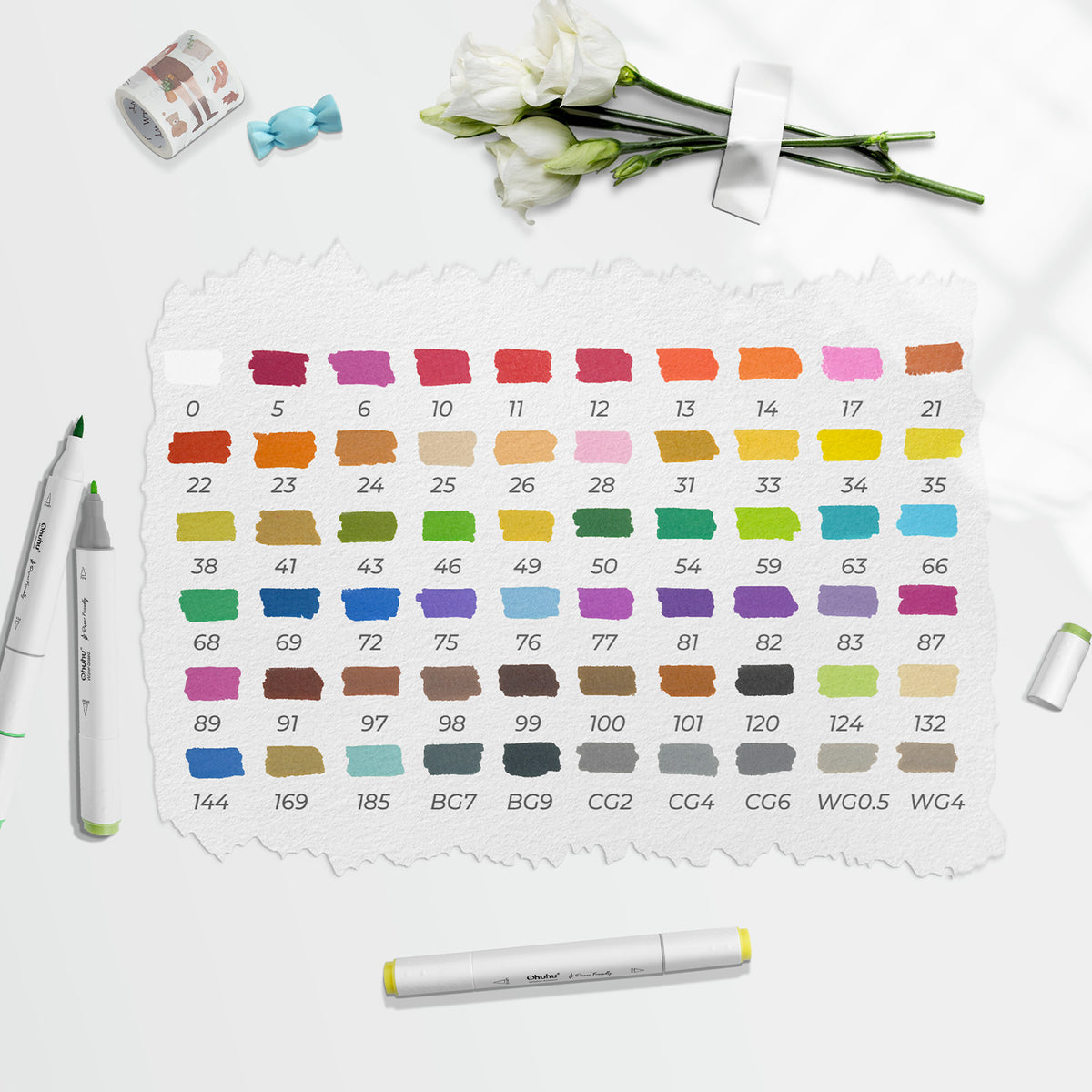 Ohuhu Paper-friendly (No Peeling) Markers Water-based 60 Colors
